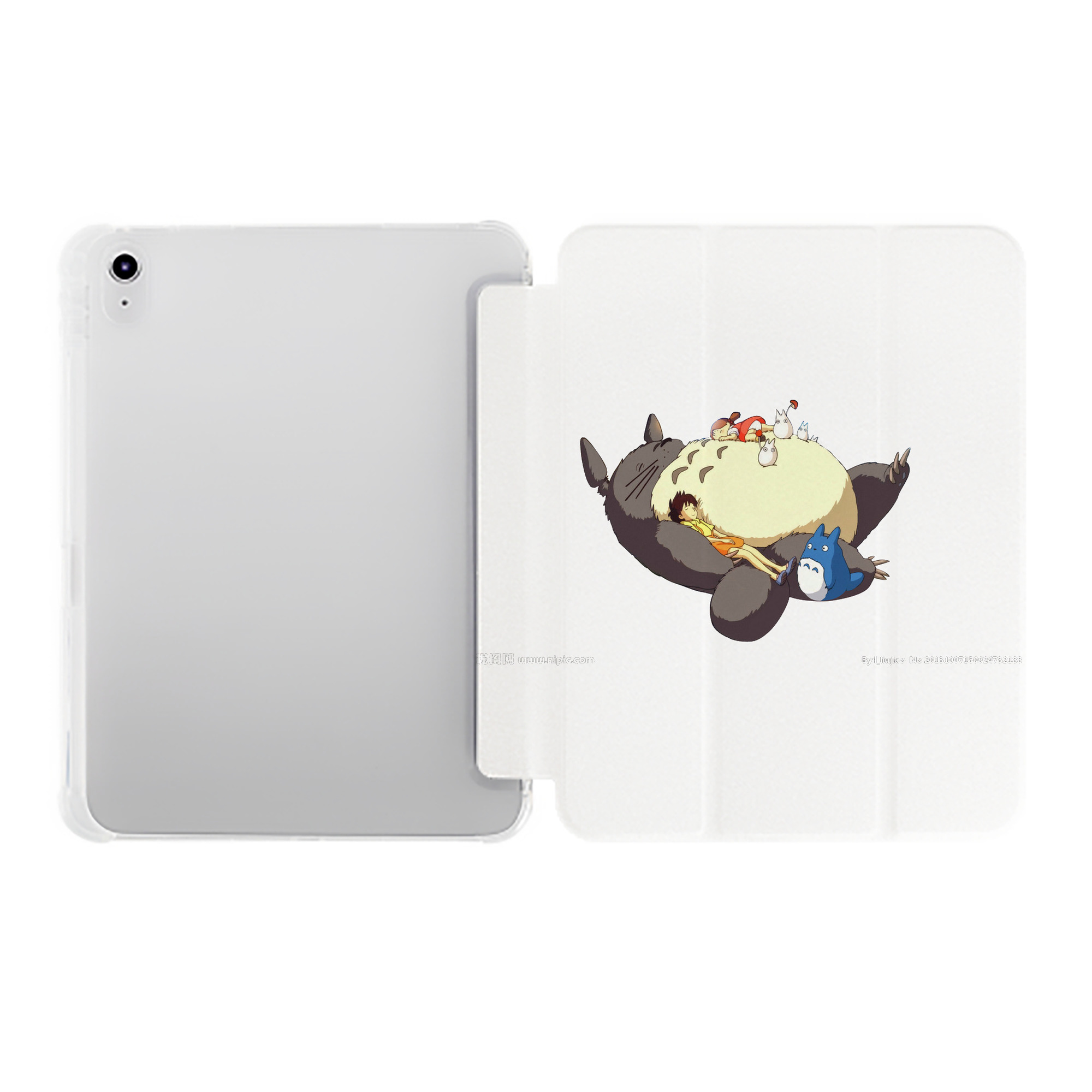 （画像用） となりのトトロ 草壁メイ 草壁サツキ My Neighbor Totoro Satsuki Kusakabe Mei Kusakabe IPad ケース ペン収納付き 三つ折りスタンド PUレザー×シリコン 対応機種9.5/10.5/10.9インチ